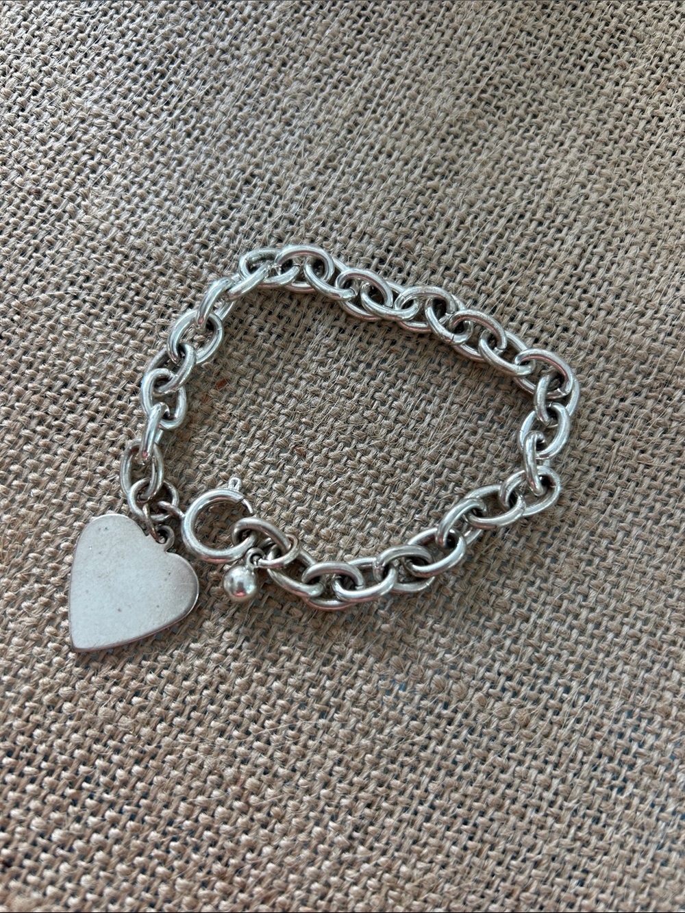 Silver Heart Charm Link Bracelet - Classic Women's Jewelry
